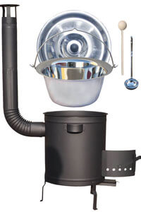 Nerezový kotlík 20 L (0,8 mm) zosilnený s nitmi + hrubostenná (1,5 mm) a žiaruvzdorná kotlina 42 PLUS 600